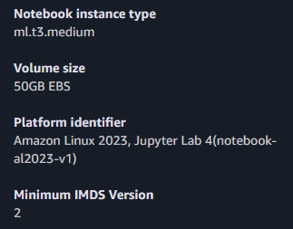 ml.t3.medium instance configuration
